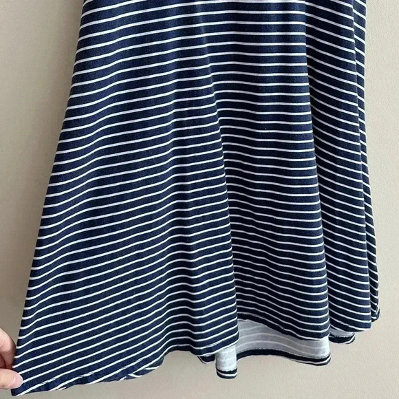 American Eagle Outfitters Blue and White Fit & Flare Dress w/ Crossed Open Back - Picture 9 of 16